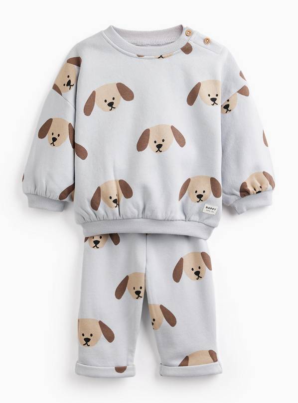 Light Blue Dog Print Sweatshirt & Jogger Set 9-12 months